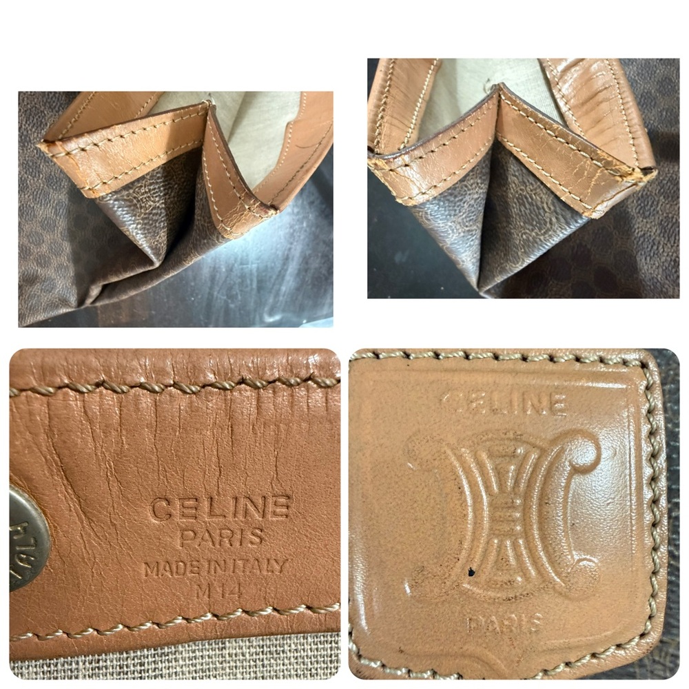 Vintage CELINE Macadam Canvas Vertical Tote Leather Handles - Picture 5 of 7